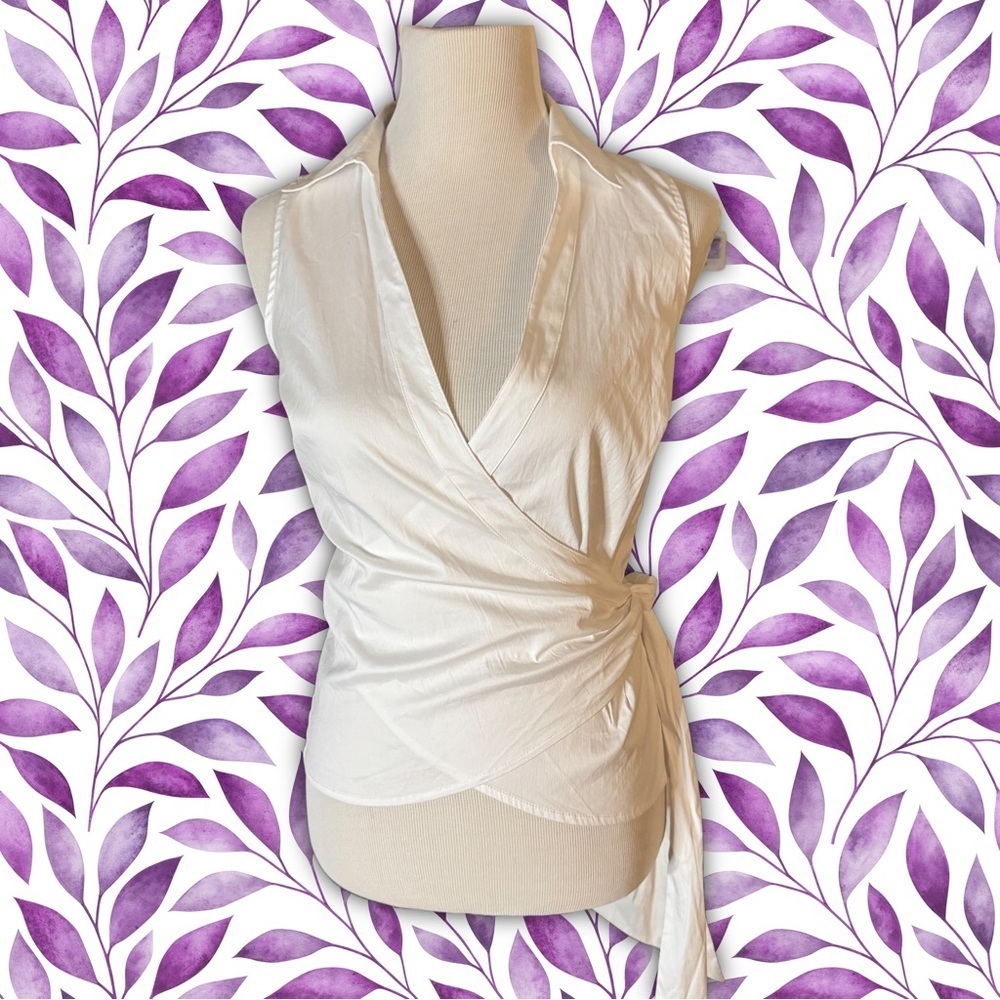 NWT WHBM White House Black Market Poplin Wrap Top Size 0 or XS
